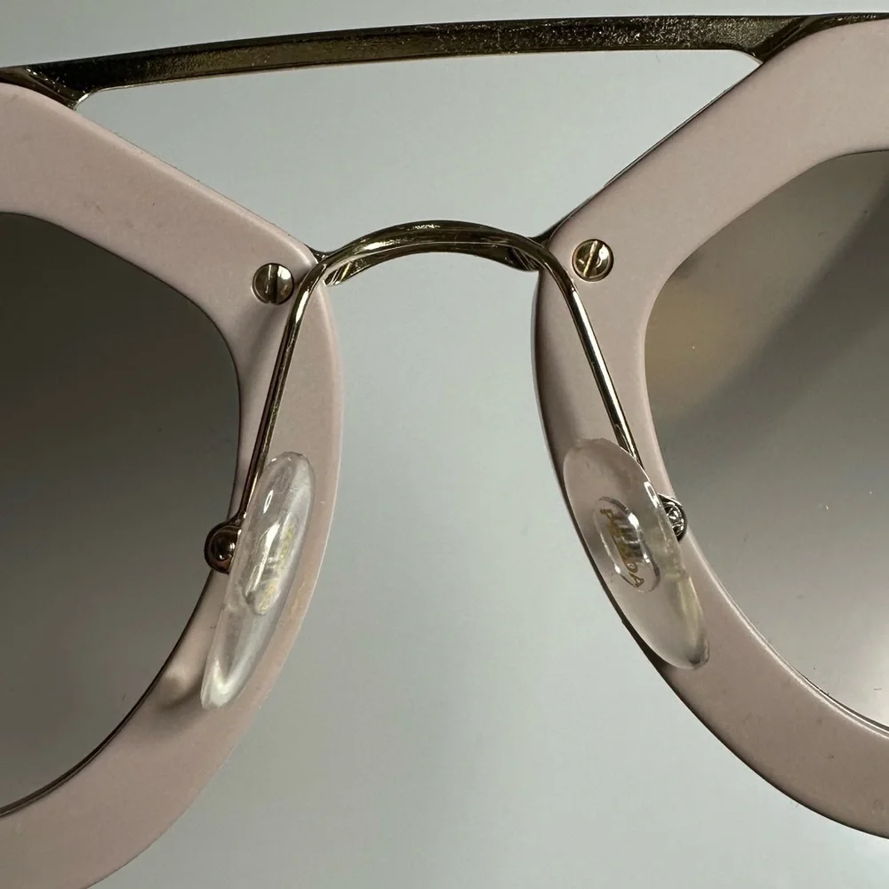 Prada Cinema Iconic Cat Eye Sunglasses 09Q Opal Pink Gold Aviator Gradient - Picture 10 of 14